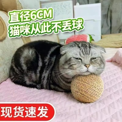 超大剑麻球猫玩具磨牙自嗨神器解闷逗猫棒耐咬发声球猫咪用品大全