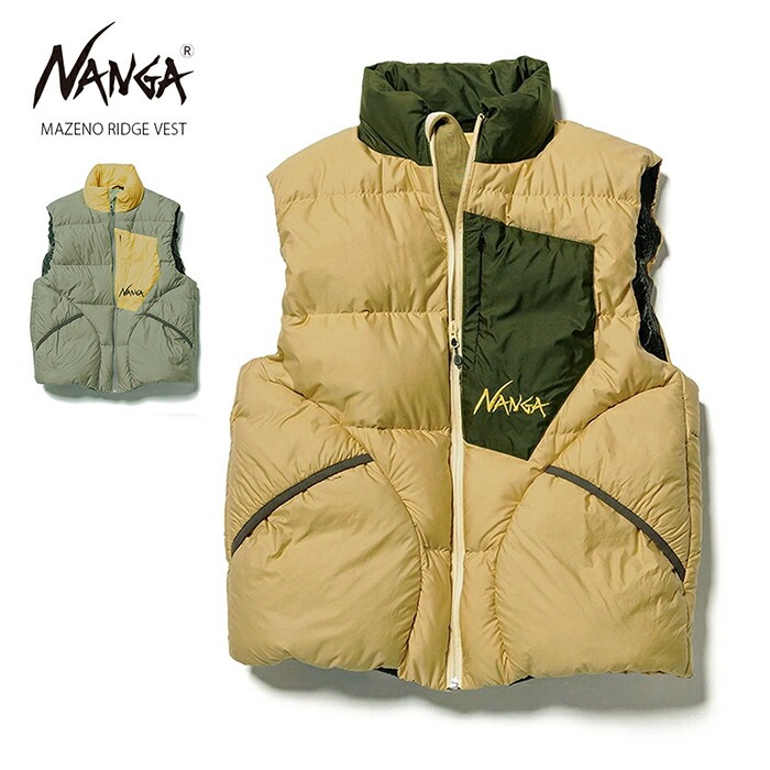 日本代购直邮NANGA MAZENO RIDGE VEST羽绒背心尼龙防水防寒770FP