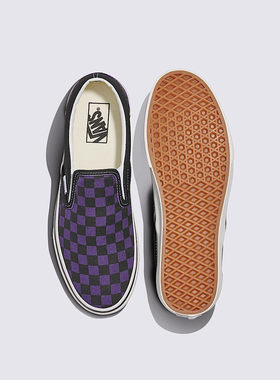 日本包直邮Vans CLASSIC SLIP-ON经典紫色格子一脚蹬复古帆布鞋