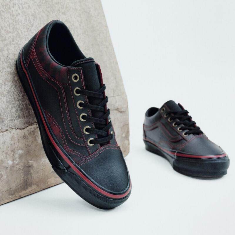 日本代购直邮VANS PREMIUM OLD SKOOL LEATHER皮面暗红渐变休闲鞋