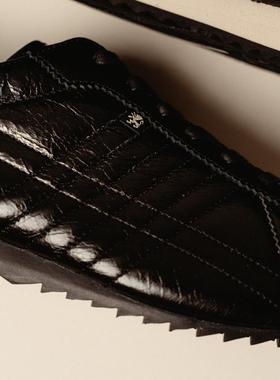 日本制代购直邮patrick SULLY-RK BLK和哑光皱纹牛皮商务休闲鞋