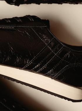 日本制代购直邮patrick NEVADA-RK BLK和哑光皱纹牛皮商务休闲鞋