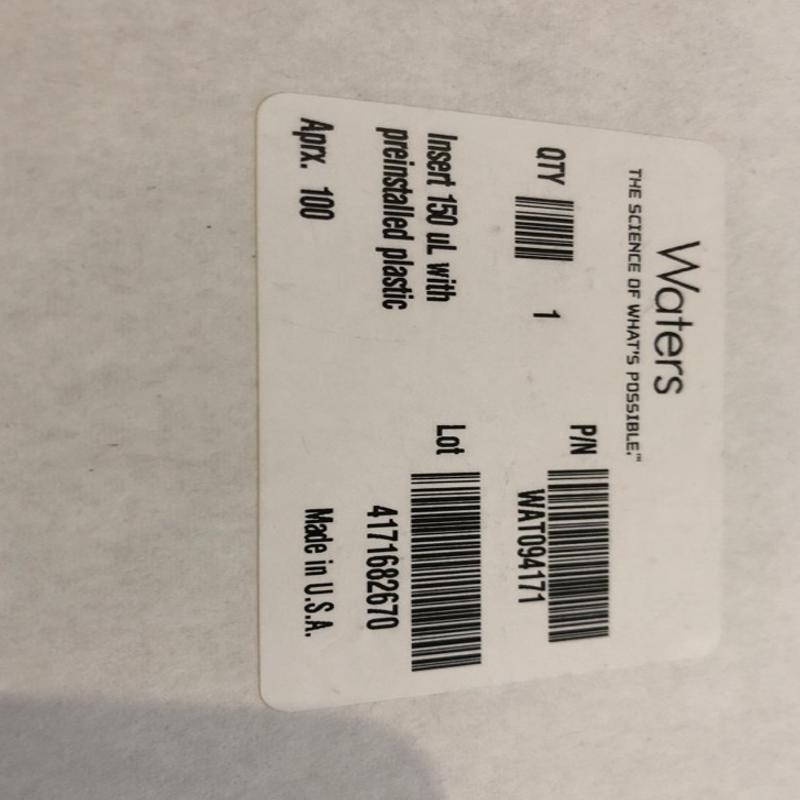 Waters沃特世瓶内插管WAT094171 150ul 100/PK 促