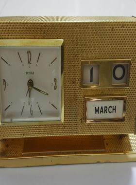 SEMCA  古董 日历 机械小闹钟 桌面闹钟 全铜 7钻 20230426