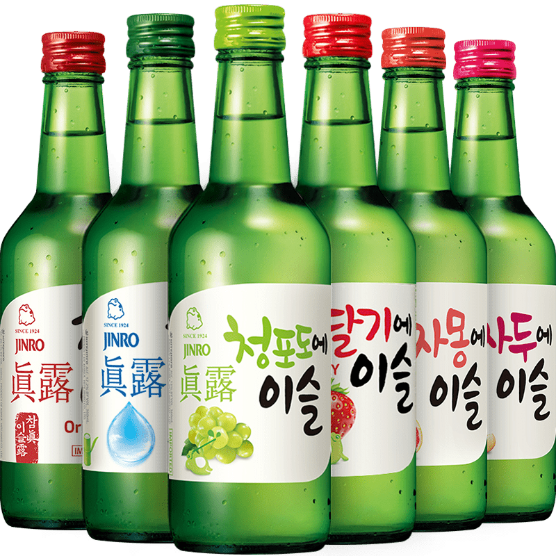韩国真露烧酒葡萄味西柚草莓李子青提果味利口低度酒竹炭酒非清酒