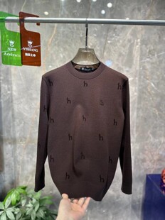 欧洲站新款欧货男士天鹅绒冬季时尚休闲青年圆领针织衫毛衣打底衫