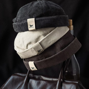 复古雅痞日系瓜皮帽百搭圆帽地主无檐帽子男士圆顶嘻哈帽痞子帽女