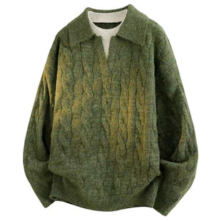 骄阳似我宋威龙林屿森赵今麦聂曦光同款 假两件麻花毛衣翻领针织衫