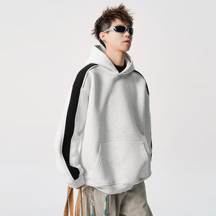 骄阳似我宋威龙林屿森赵今麦聂曦光同款 拼接加绒卫衣连帽套头外套