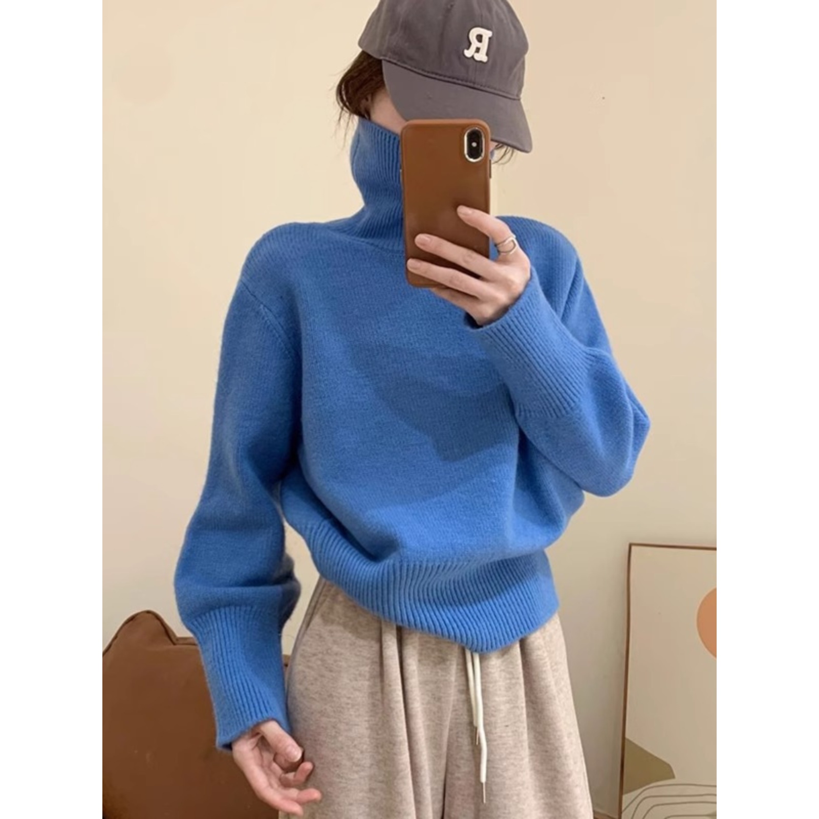 极简堆堆高领毛衣针织衫