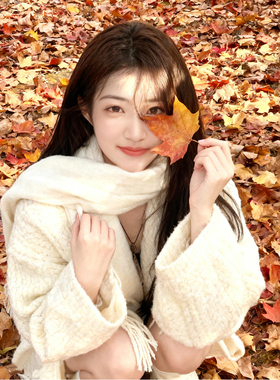 白色软糯风围巾女2025新款秋冬出行潮韩系流苏披肩保暖围脖高级感