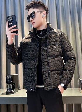 冬季潮牌小码羽绒服男矮个子S号XS码修身立领痞帅短款保暖外套155