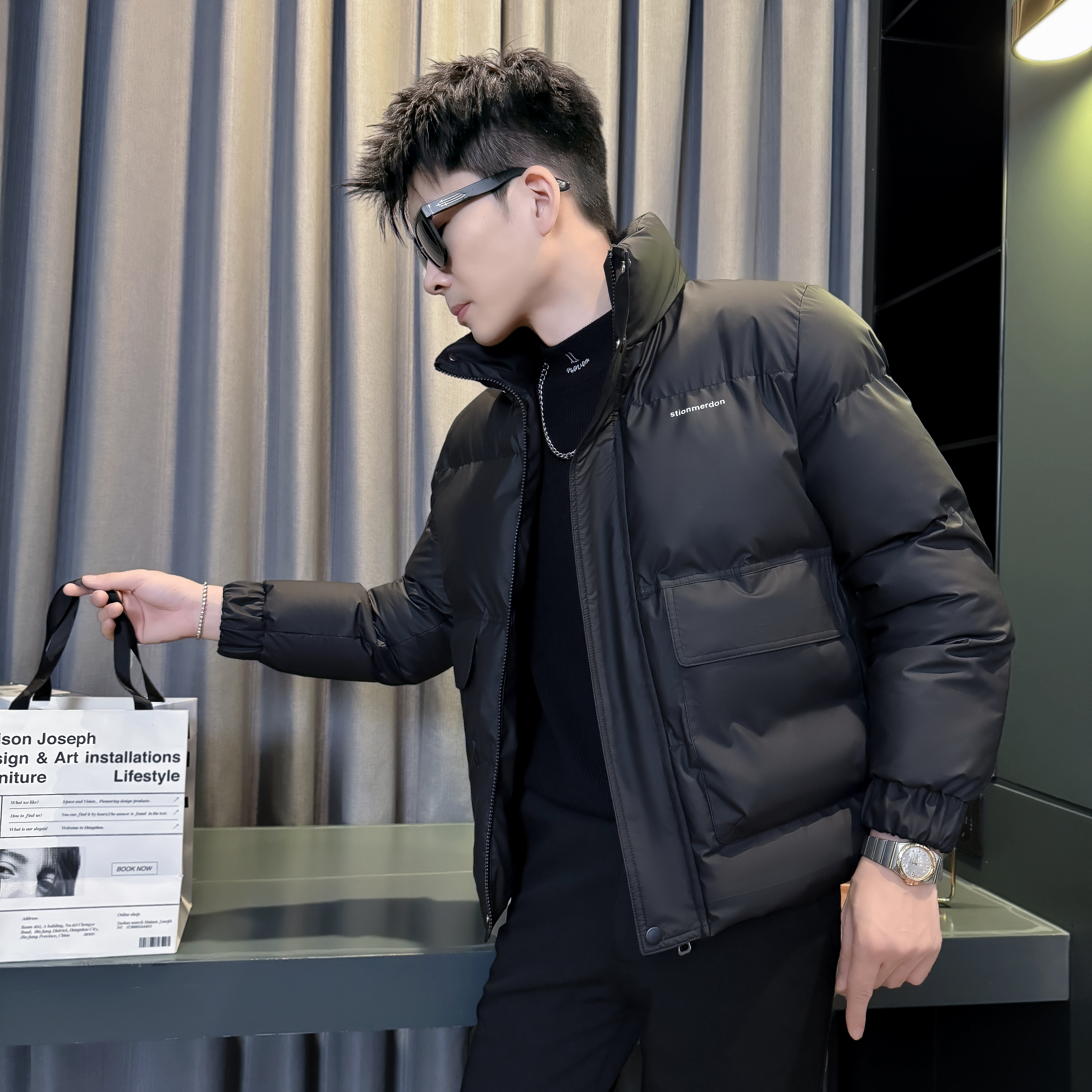 长袖短款修身立领XS矮个子棉衣