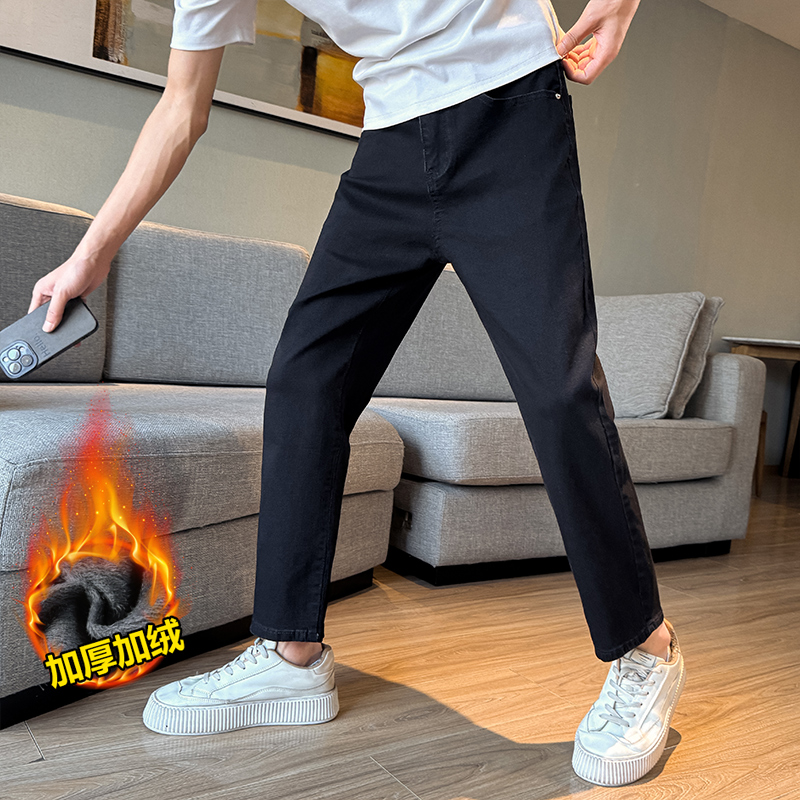 冬季小码男弹力直筒牛仔裤160