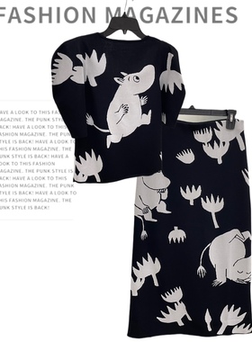 惠清！Ed蓬蓬袖收腰小上衣针织衫 包臀半裙 小精灵姆明