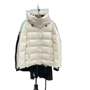 现货 滑雪系列 三防面料新款腰带收腰防风连帽短款鹅绒羽绒服外套