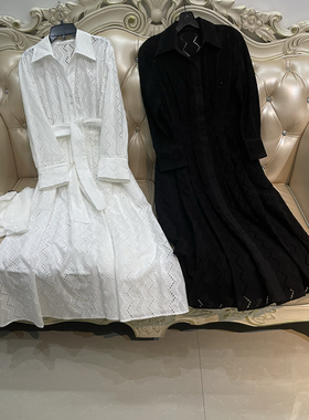 现货｜早秋 dV*棉质镂空印花腰带方领长款连衣裙