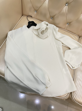 重磅真丝优雅入骨不规则飘带可拆卸 领巾头巾圆领桑蚕丝长袖上衣