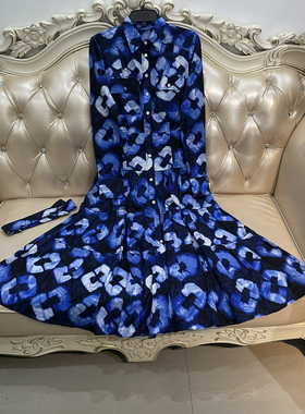 实拍有点暗了！精仿微弹棉质对称口袋长袖修身腰带款连衣裙dv