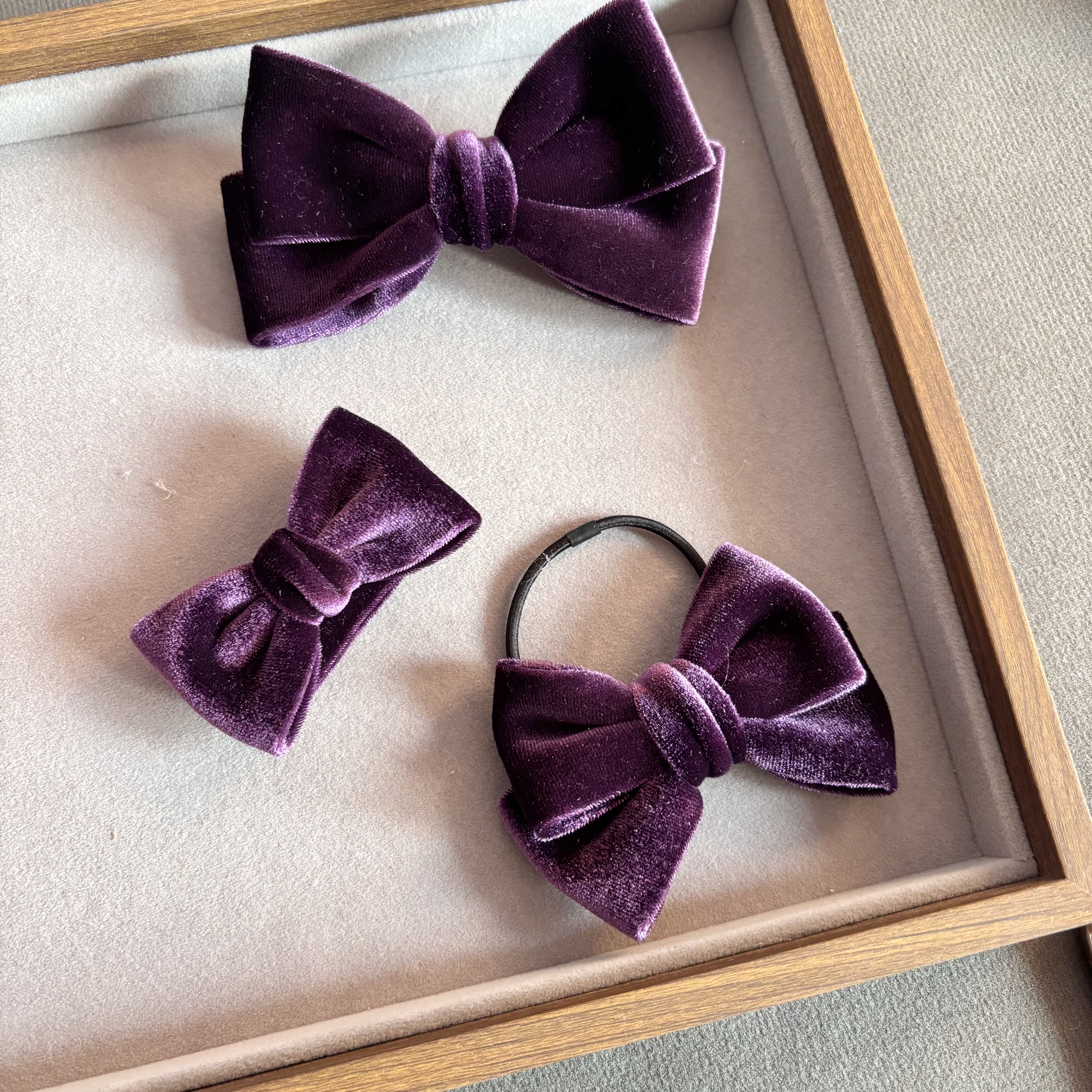 Little Princess原创手工韩国进口丝绒蝴蝶结发夹发圈发绳