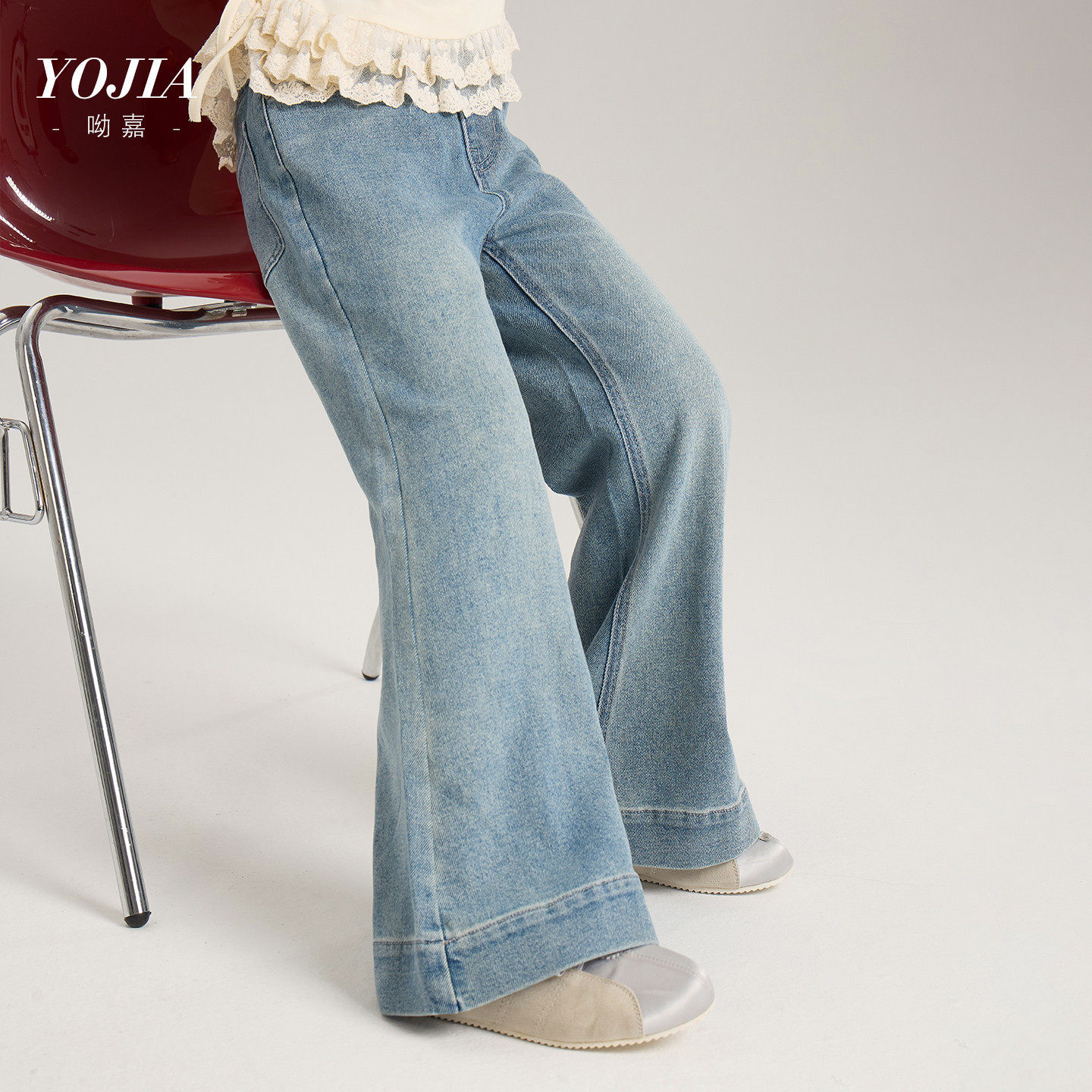 女童牛仔裤春26新款洋气韩版女孩喇叭裤蓝色110~170松紧腰单裤子,童装/婴儿装/亲子装,儿童牛仔裤,淘宝优惠券,粉丝福利购,淘宝优惠卷