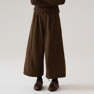 女孩加厚灯芯绒九分裤冬季新款女童加绒保暖休闲百搭直筒裤子