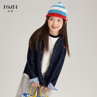中大女童牛仔衬衫春26新装韩版女孩洋气衬衣儿童外套薄款110~170