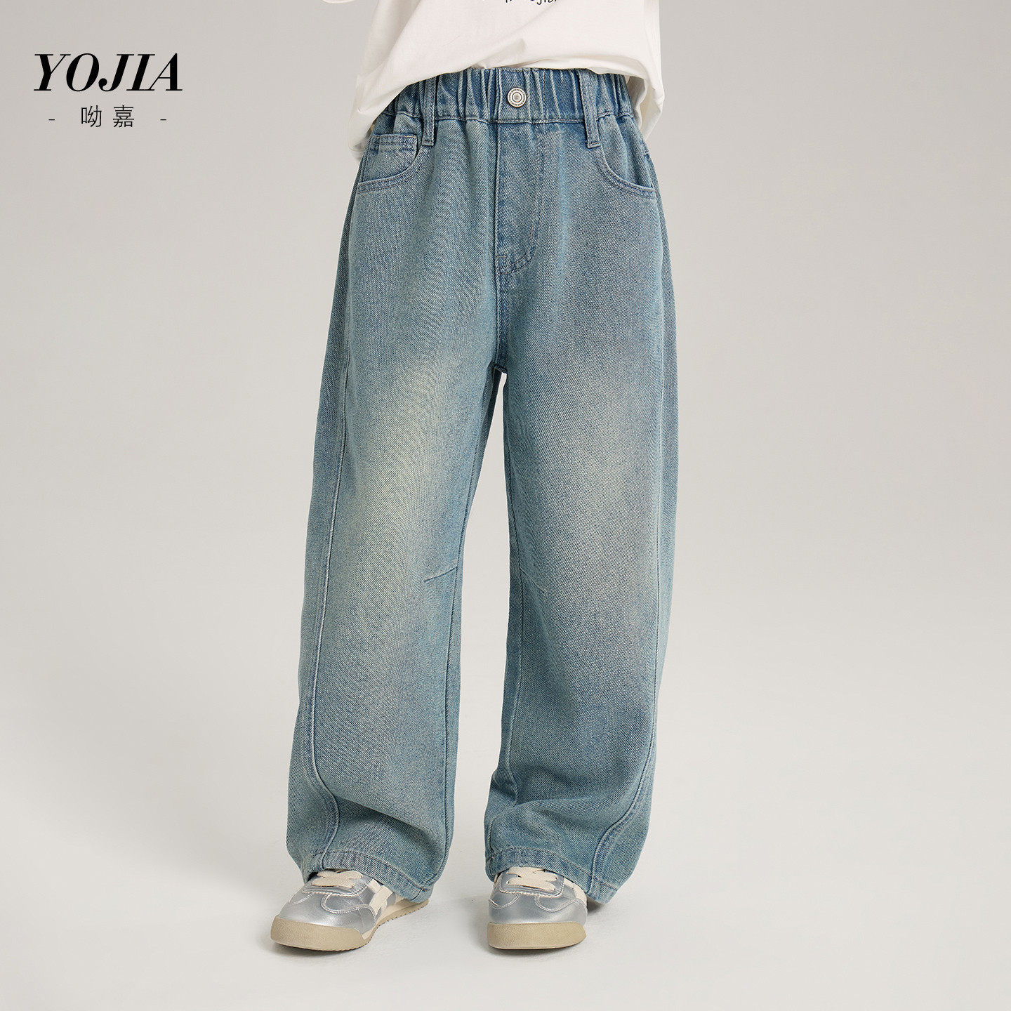 中大女童牛仔裤春款26新款洋气韩版女孩直筒裤休闲蓝色110~170潮