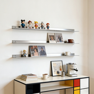 UU创意中古包豪斯铝合金置物架一字板厨房调料架公司书刊展示层板