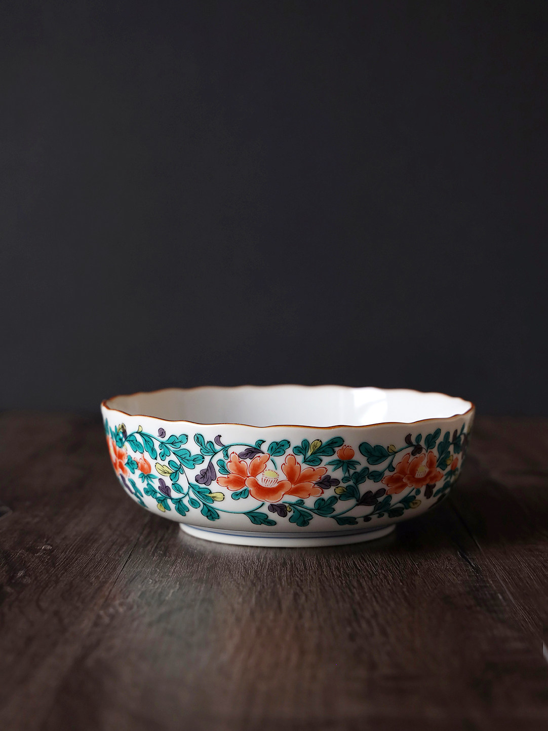 日本制原装进口九谷烧陶瓷餐具大碗牡丹图日料和风拉面大号汤面碗