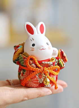 日本生肖兔摆件礼物开运药师窑