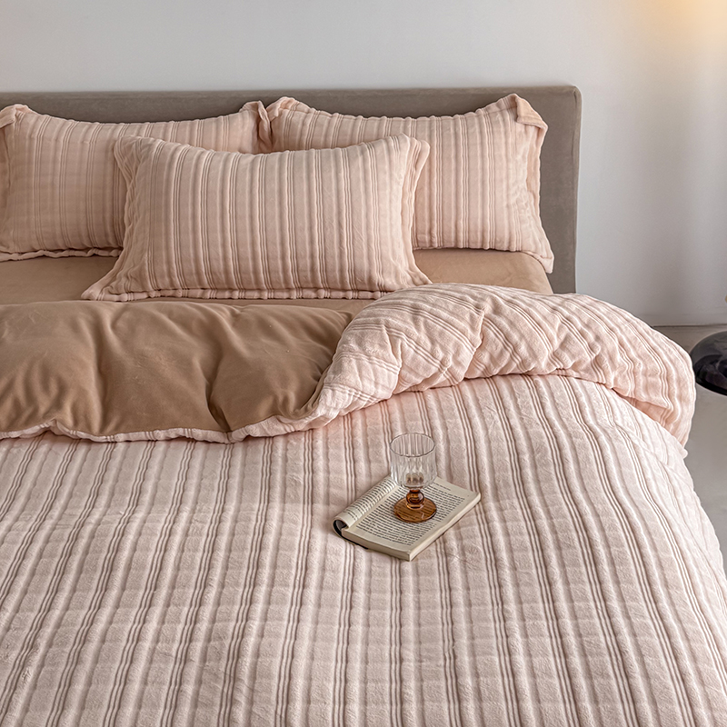 冬天双面纯色牛奶绒被套单件订做