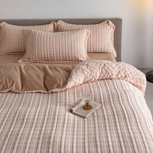 A类冬季双面纯色牛奶绒被套单件加厚短毛珊瑚雕花绒被罩定做订制