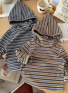 女童条纹打底衫卫衣2025新款儿童洋气时髦上衣