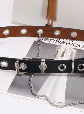 babykinG凹造型皮带原创设计自制小众超火圆环女士腰带链条朋克风