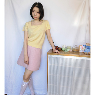娜玉2025方糖针织韩系羊毛针织衫女春季短袖
