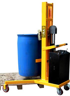 EY-DTY00多功能半电动油桶堆高车V型支腿升高车自动式鹰嘴夹油桶