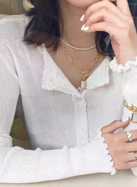 欧美设计师天然贝壳吊坠镀金