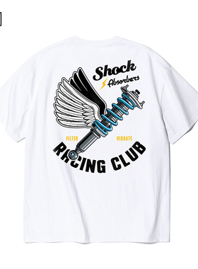 绞牙避震T恤 JDM改装车文化夏款宽松型休闲风男短袖运动体恤