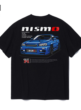 日产SKYLINE短袖 尼桑天际线GTR34赛车汽车文化 重磅纯棉T恤男