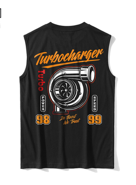 夏季潮牌坎肩背心JDM汽车赛车改装车风格外穿纯棉运动休闲无袖t恤