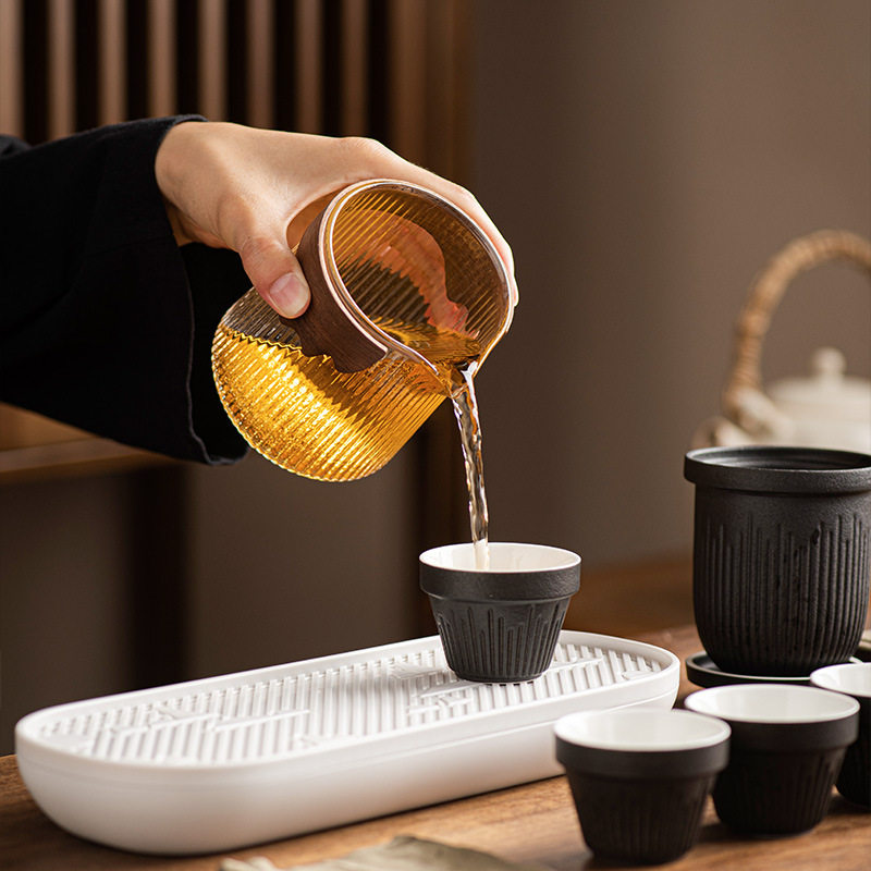 户外陶瓷快客杯子茶水分离公道杯冲茶器玻璃旅行车载便携茶具套装