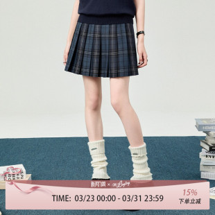 花铃太太星际线jk格裙原创制服百褶裙校供学院风蓝黑格子半身裙