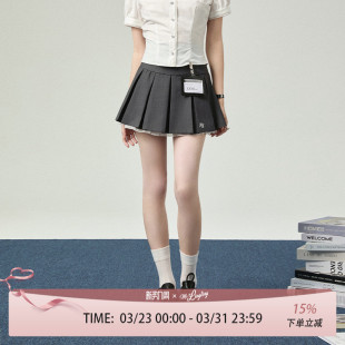 花铃太太a字裙jk百褶裙花边箱褶裙女士新款 学院风制服显瘦半身裙