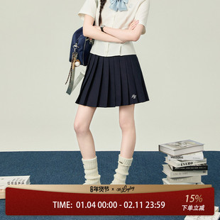花铃太太夏季新款jk纯色轮褶裙半裙学院风短裙女生裙子短款百褶裙