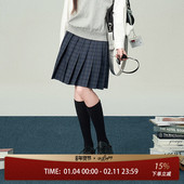 长款 花铃太太jk制服原创正版 蓝色格子裙霜蓝早秋校供感短款 百褶裙