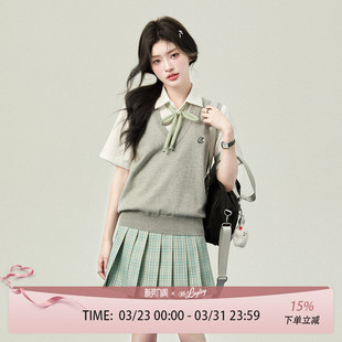 花铃太太夏季 醒山jk格子裙制服短裙原创学院风小个子轮褶裙 新款