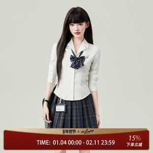 花铃太太jk衬衫制服套装正版原创收腰长袖白色衬衫女春日系校供感