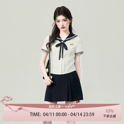 花铃太太新款梨大学堂韩制上衣学院风jk制服衬衫学生毕业季套装夏