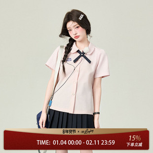 花铃太太泰式校服套装jk衬衫学院风衬衣女生短袖夏季女毕业照穿搭